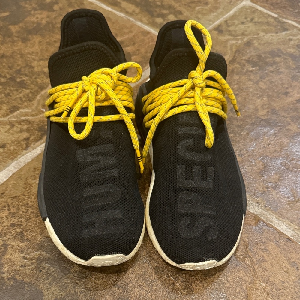Adidas NMD HU Pharrell Human Species Women's Black and Yellow Athletic Shoes